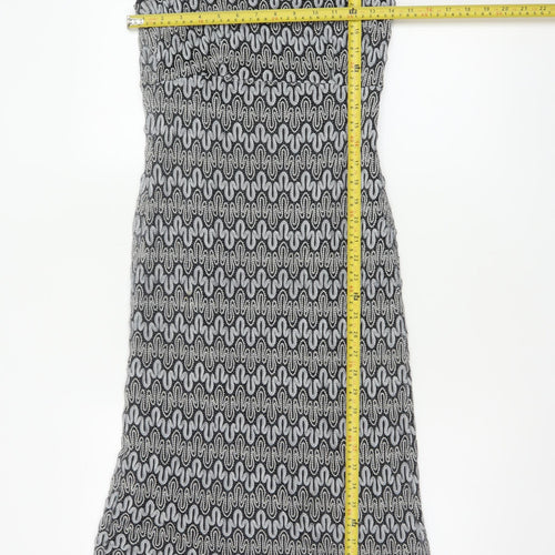 Planet Women Black Silver UK 10 Long Fit & Flare Metallic Knit Dress