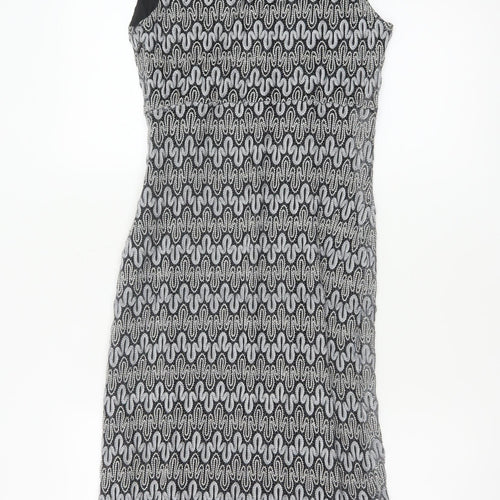 Planet Women Black Silver UK 10 Long Fit & Flare Metallic Knit Dress