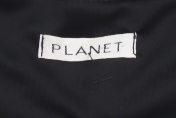 Planet Women Black Silver UK 10 Long Fit & Flare Metallic Knit Dress