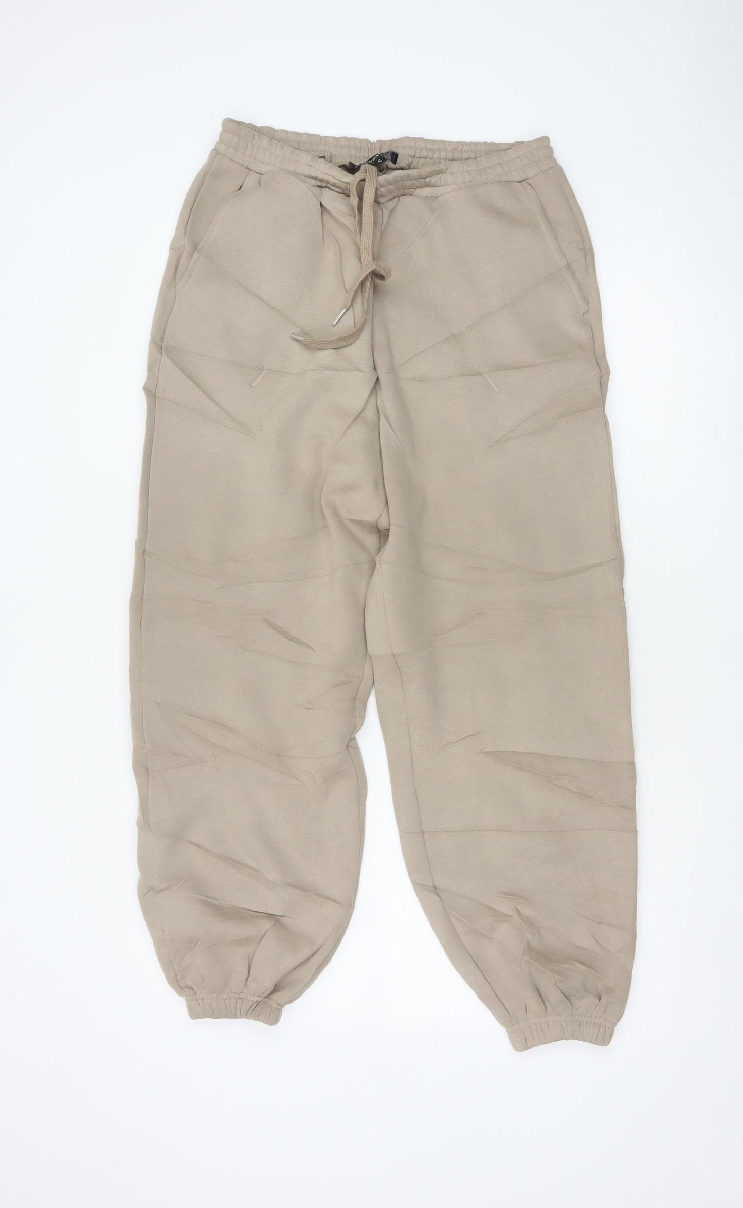 WANDERDOLL Women Beige S Jogger Trousers Drawstring Cuffed Pockets