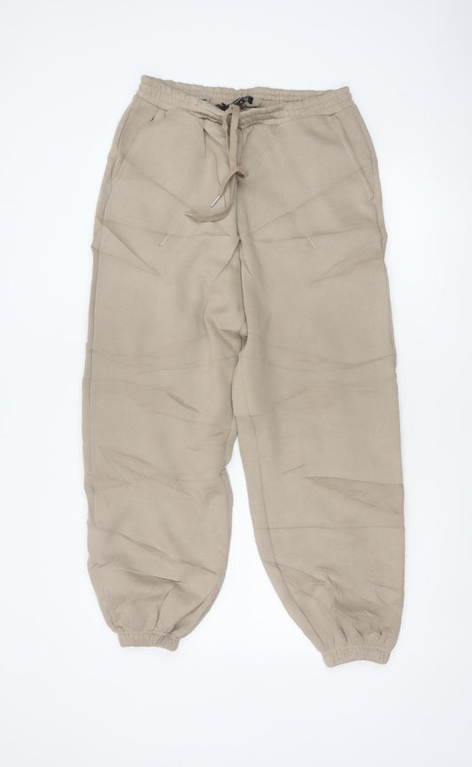WANDERDOLL Women Beige S Jogger Trousers Drawstring Cuffed Pockets