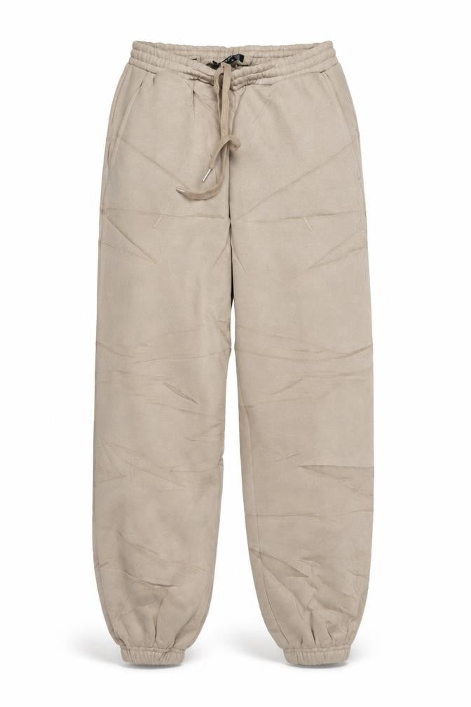 Front view of WANDERDOLL Women Beige S Jogger Trousers Drawstring Cuffed Pockets