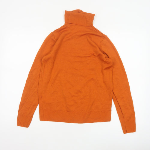 Marks and Spencer Women Orange UK 10 Pure Wool Roll Neck Jumper