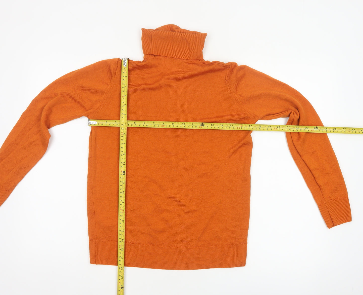 Marks and Spencer Women Orange UK 10 Pure Wool Roll Neck Jumper