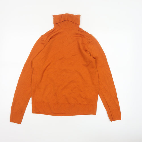 Marks and Spencer Women Orange UK 10 Pure Wool Roll Neck Jumper