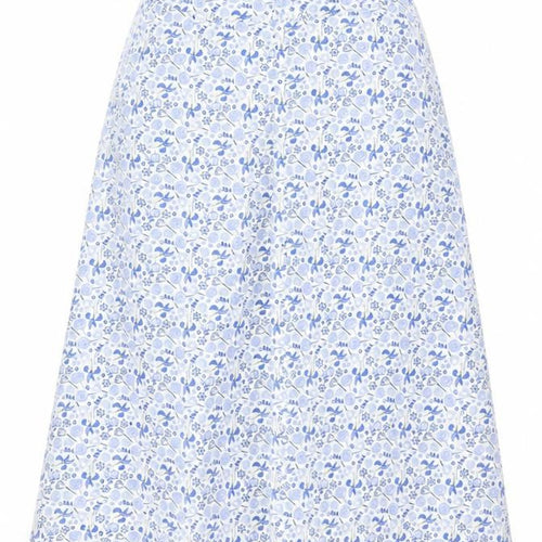Marks & Spencer Women Blue Floral Cotton A-Line Midi Skirt UK 12
