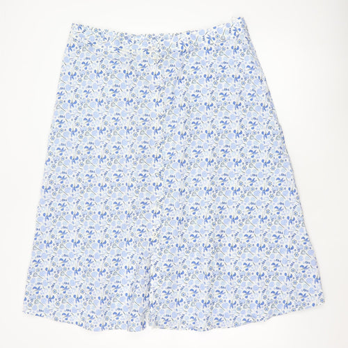 Marks & Spencer Women Blue Floral Midi A-Line Skirt UK 20