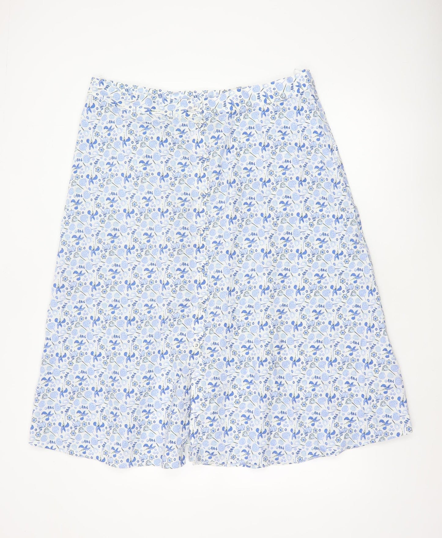 Marks & Spencer Women Blue Floral Midi A-Line Skirt UK 20