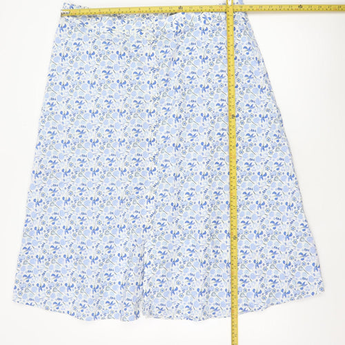 Marks & Spencer Women Blue Floral Midi A-Line Skirt UK 20