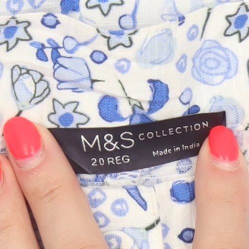 Marks & Spencer Women Blue Floral Midi A-Line Skirt UK 20
