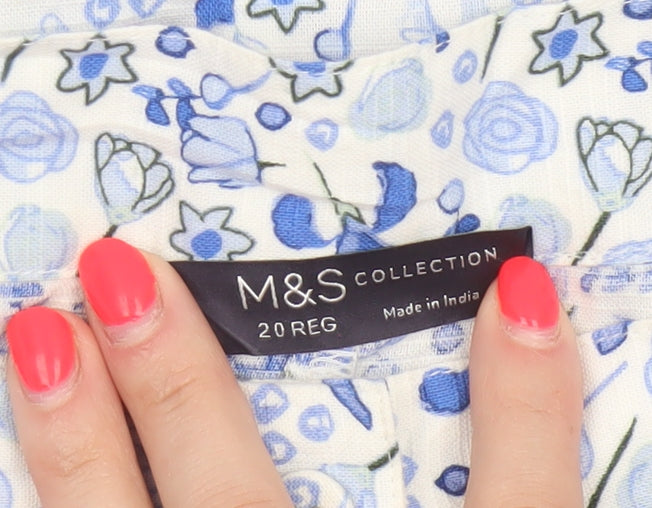 Marks & Spencer Women Blue Floral Midi A-Line Skirt UK 20