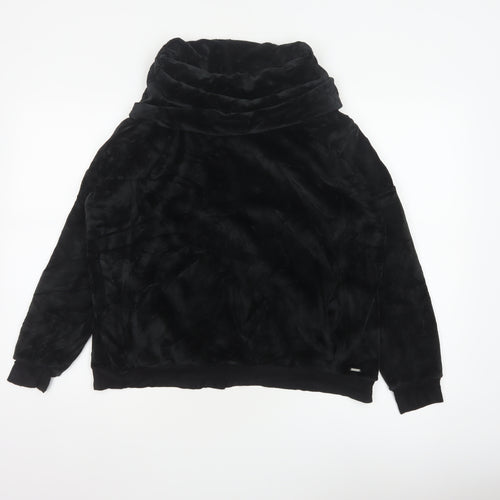 Marks and Spencer Women Black UK 10 Velour Cowl Neck Lounge Jumper