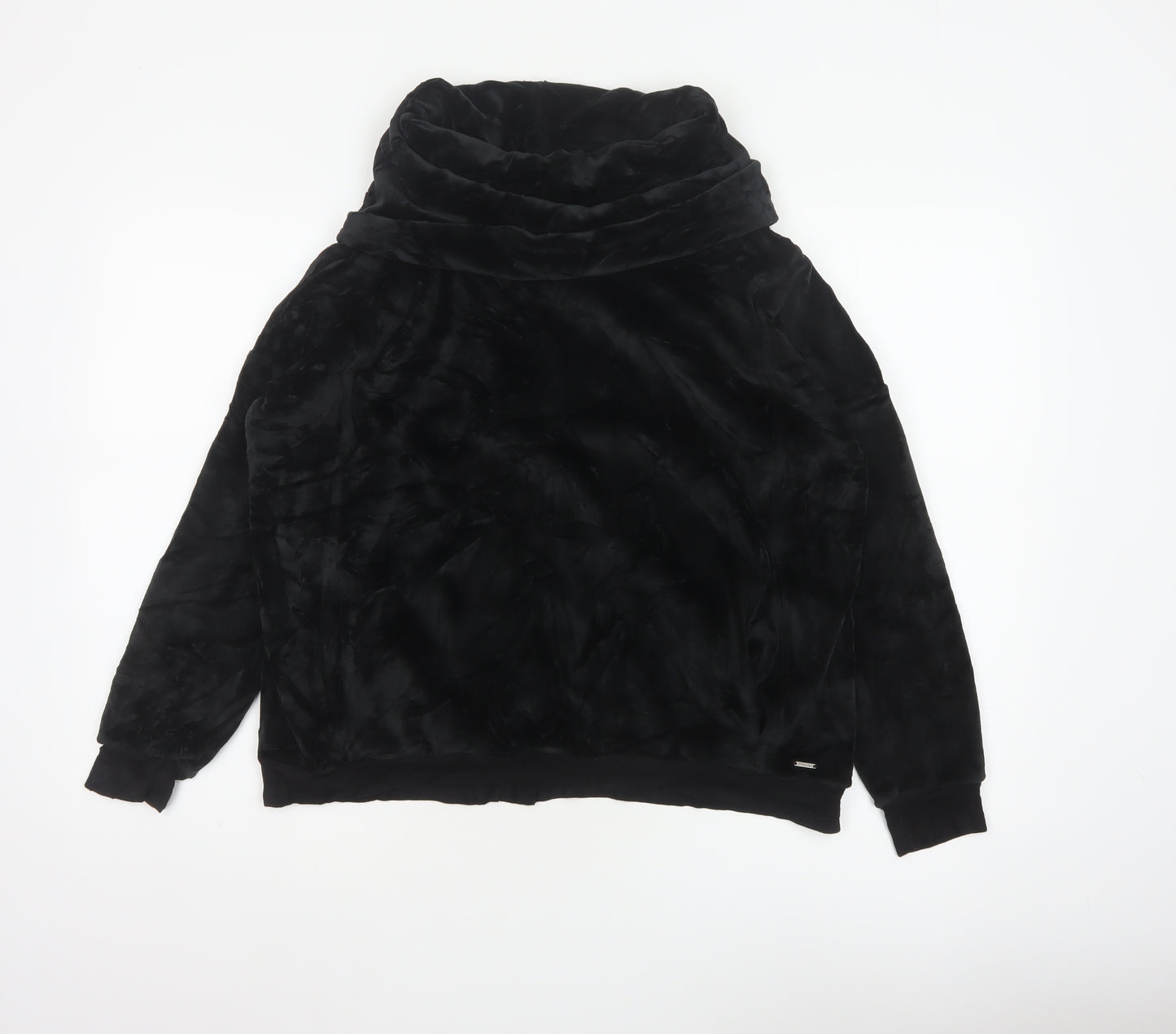 Marks and Spencer Women Black UK 10 Velour Cowl Neck Lounge Jumper