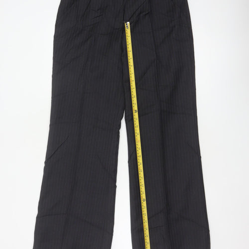 Austin Reed Women Black Pinstripe UK 12 Wool Tailored Trousers