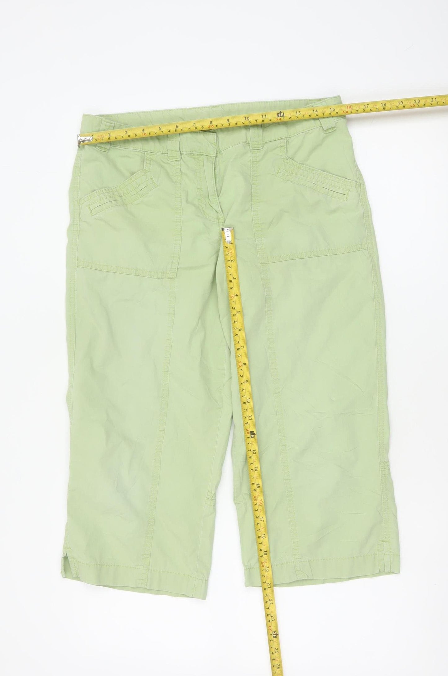 Marks & Spencer Women Green UK 12 Capri Cotton Cargo Trousers