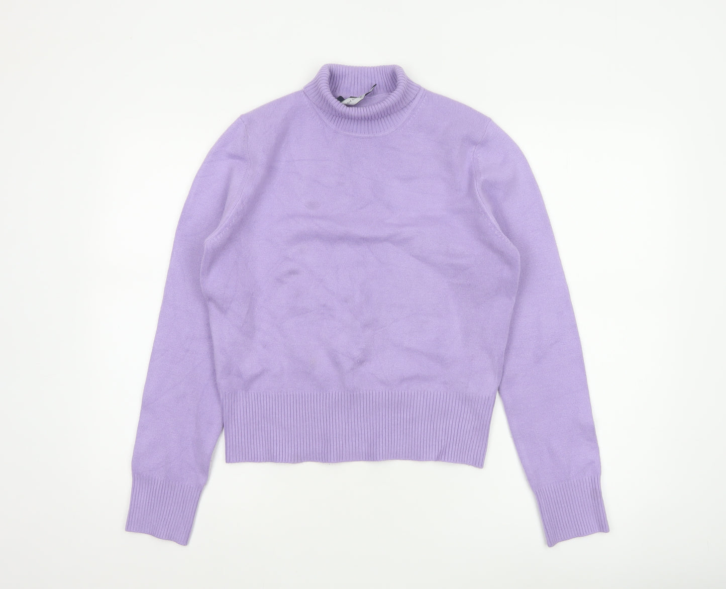 French Connection Women Purple L Roll Neck Knit Pullover Jumper