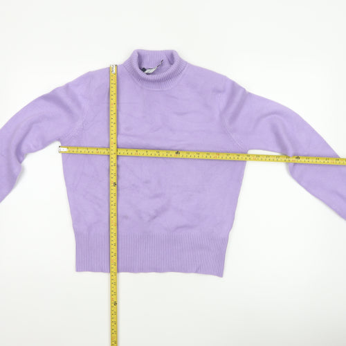 French Connection Women Purple L Roll Neck Knit Pullover Jumper