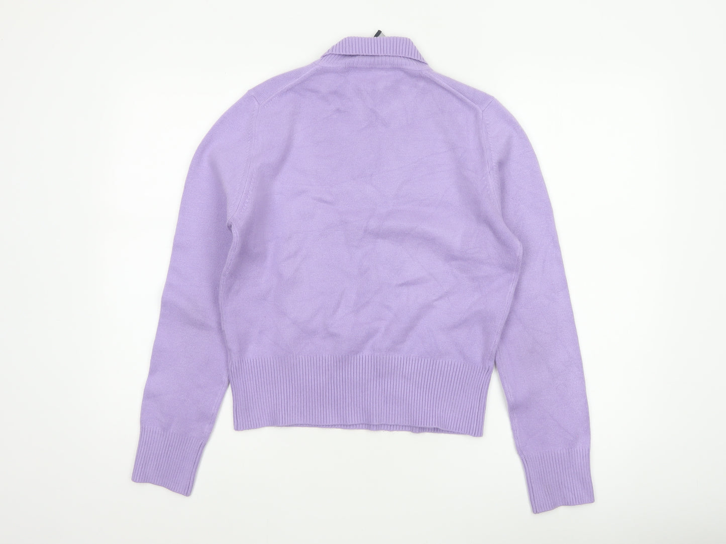 French Connection Women Purple L Roll Neck Knit Pullover Jumper