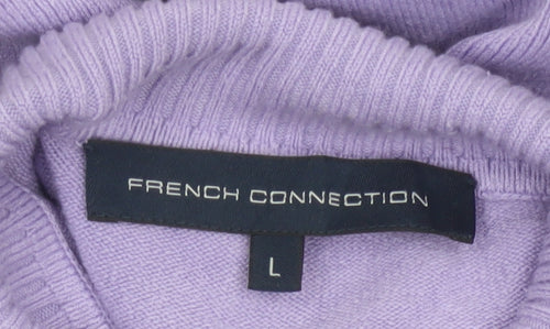 French Connection Women Purple L Roll Neck Knit Pullover Jumper
