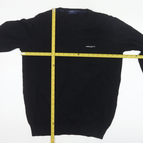 Hackett Golf Men's Black M Cotton V-Neck Logo Pullover Jumper