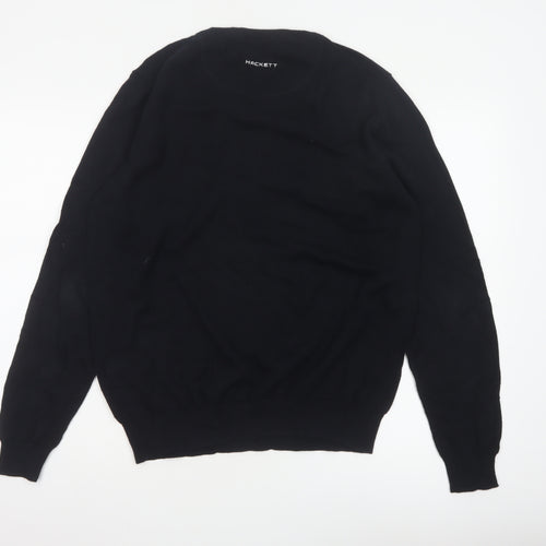 Hackett Golf Men's Black M Cotton V-Neck Logo Pullover Jumper