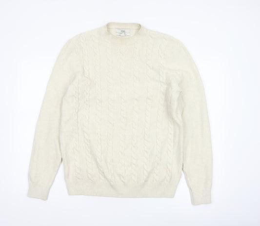 Marks and Spencer Men's Ivory M Cable-Knit Cotton Blend Jumper