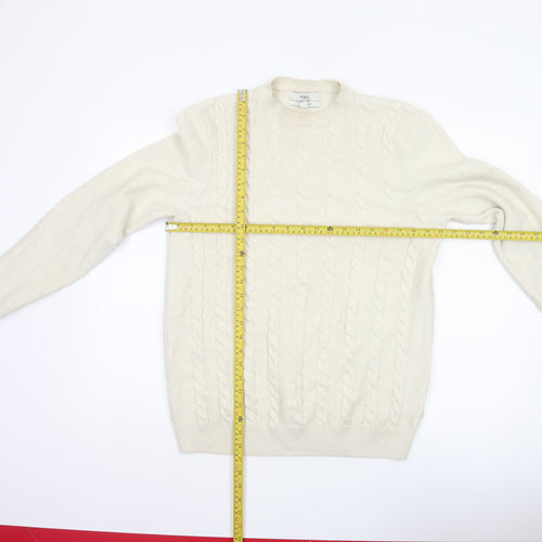 Marks and Spencer Men's Ivory M Cable-Knit Cotton Blend Jumper