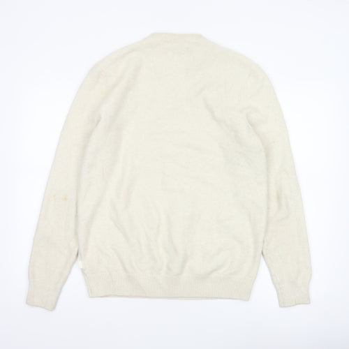 Marks and Spencer Men's Ivory M Cable-Knit Cotton Blend Jumper