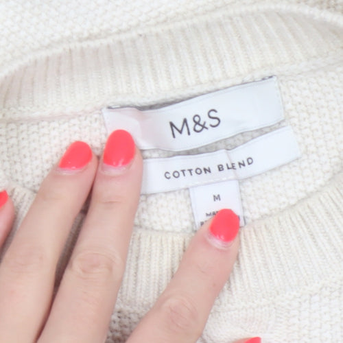 Marks and Spencer Men's Ivory M Cable-Knit Cotton Blend Jumper