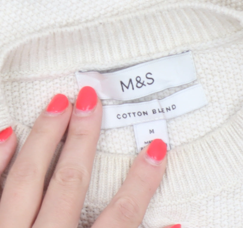 Marks and Spencer Men's Ivory M Cable-Knit Cotton Blend Jumper