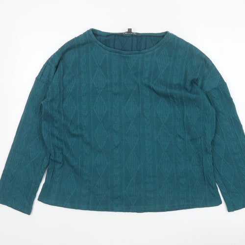 Bonmarché Women’s Teal Blue Size 14 Cable Knit Round Neck Jumper