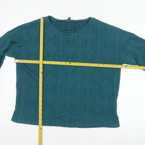 Bonmarché Women’s Teal Blue Size 14 Cable Knit Round Neck Jumper