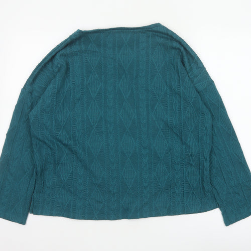 Bonmarché Women’s Teal Blue Size 14 Cable Knit Round Neck Jumper