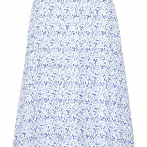 M&S Women Blue Floral Cotton Midi A-Line Button Skirt UK 12
