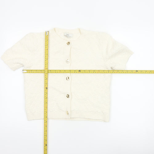 Marks and Spencer Women Ivory S Cable Knit Short Sleeve Cardigan