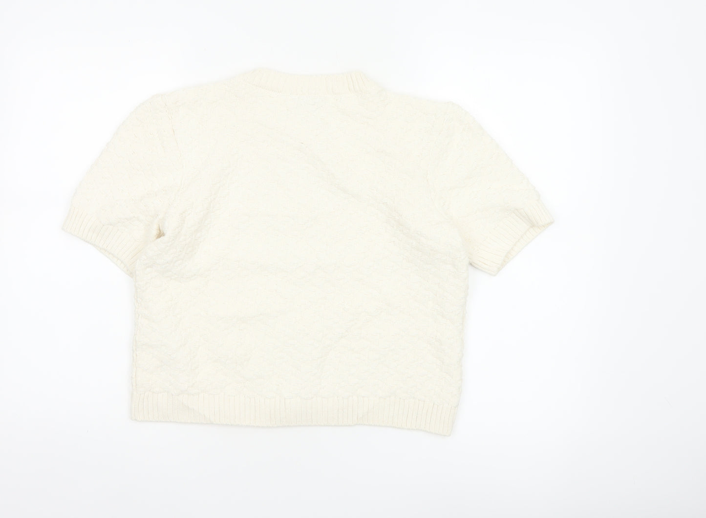 Marks and Spencer Women Ivory S Cable Knit Short Sleeve Cardigan