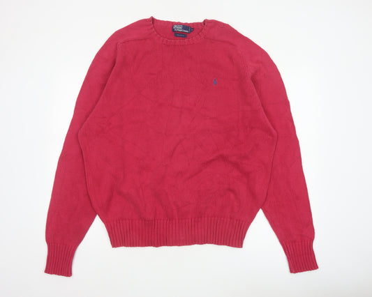 Polo Ralph Lauren Men's Pink XS Crew Neck Cotton Logo Jumper