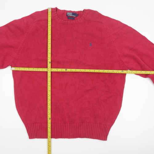 Polo Ralph Lauren Men's Pink XS Crew Neck Cotton Logo Jumper