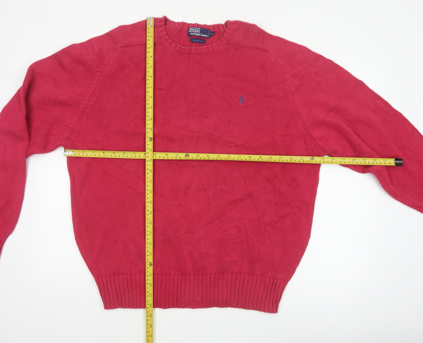 Polo Ralph Lauren Men's Pink XS Crew Neck Cotton Logo Jumper