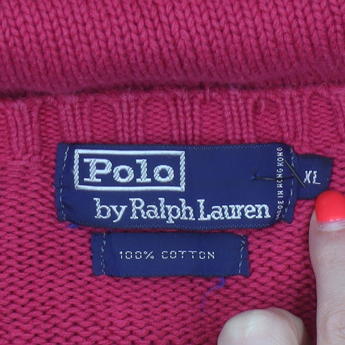 Polo Ralph Lauren Men's Pink XS Crew Neck Cotton Logo Jumper