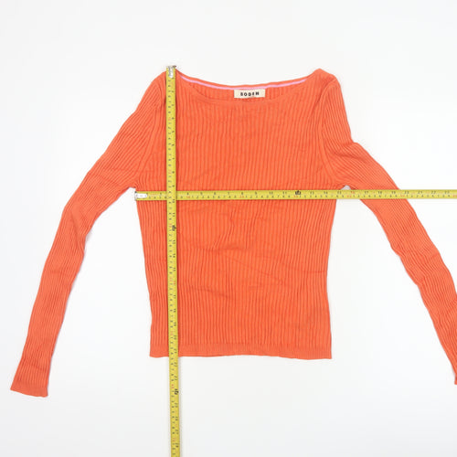 Boden Women Orange L Ribbed Boat Neck Stretch Knit Pullover Jumper