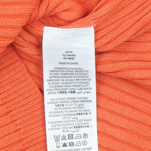 Boden Women Orange L Ribbed Boat Neck Stretch Knit Pullover Jumper