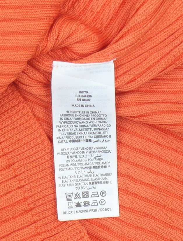 Boden Women Orange L Ribbed Boat Neck Stretch Knit Pullover Jumper