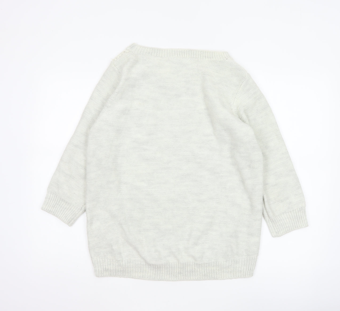 Oasis Women Ivory M Cable Knit Crochet Raglan Crew Neck Jumper
