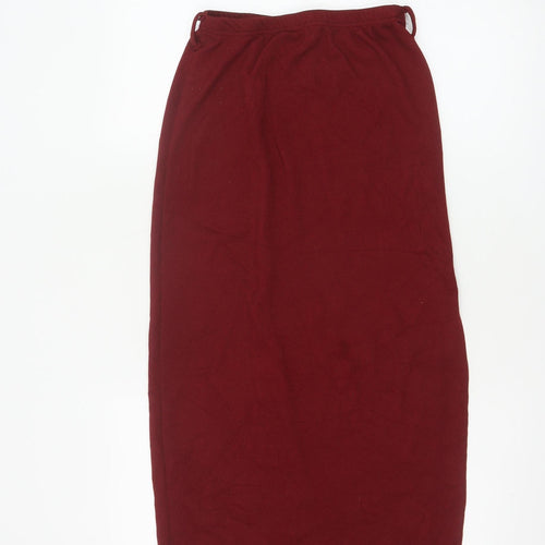 PrettyLittleThing Women Red UK 8 Long Pencil Skirt Drawstring Slit