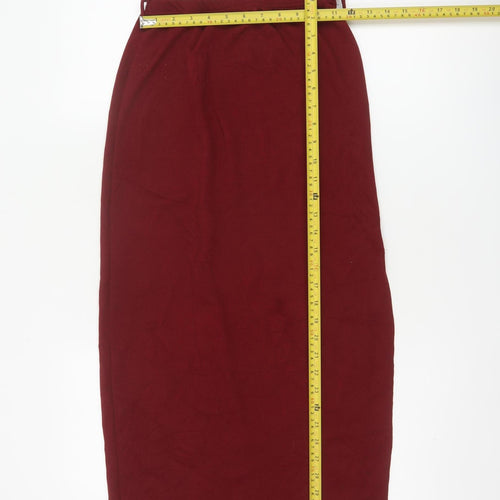 PrettyLittleThing Women Red UK 8 Long Pencil Skirt Drawstring Slit