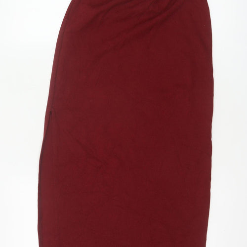 PrettyLittleThing Women Red UK 8 Long Pencil Skirt Drawstring Slit