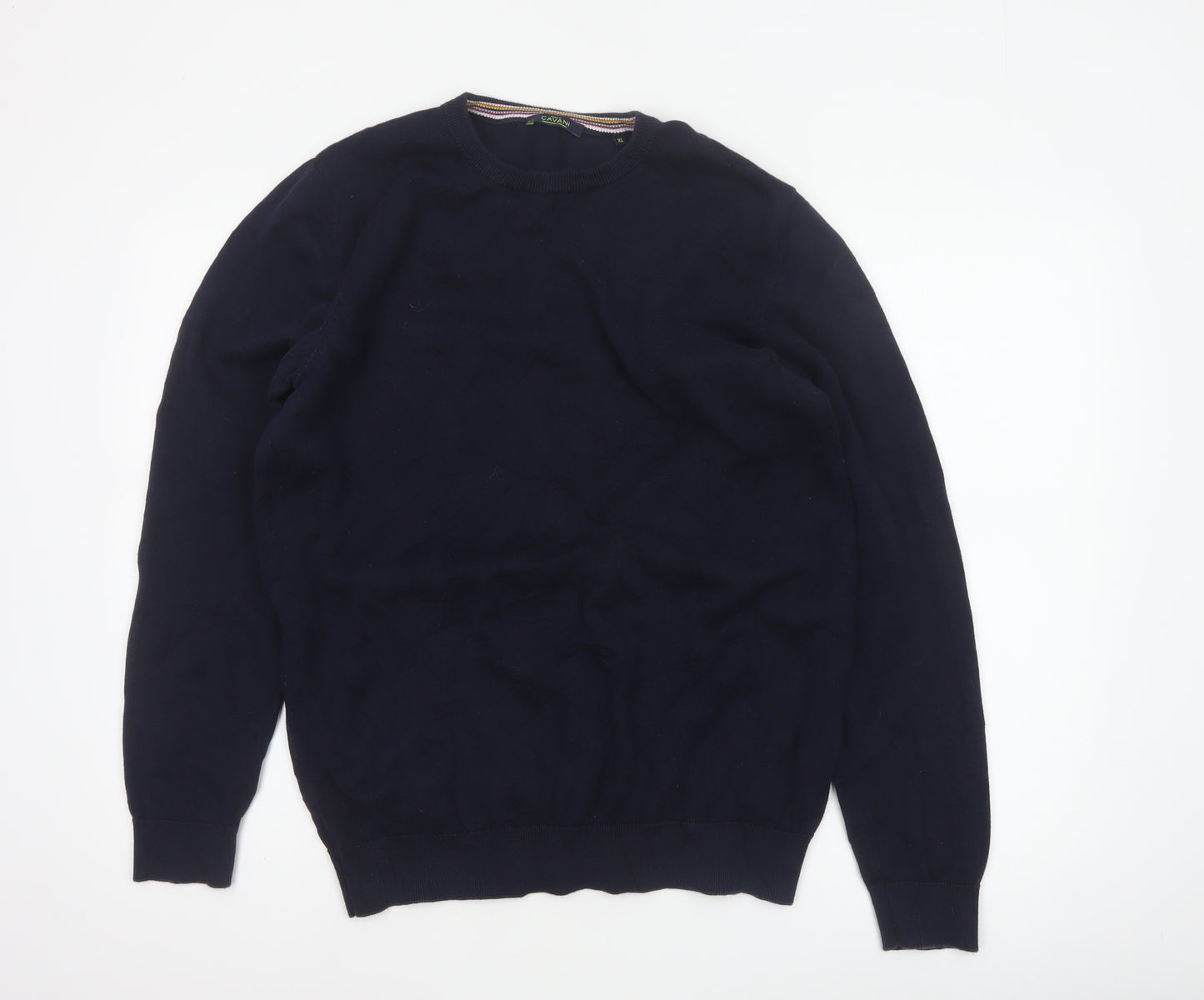 Cavani Men’s Blue XL Cotton Crew Neck Knit Pullover Jumper