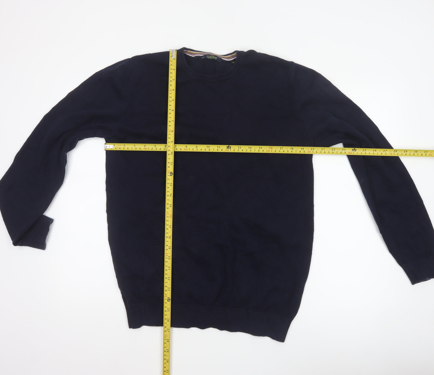 Cavani Men’s Blue XL Cotton Crew Neck Knit Pullover Jumper