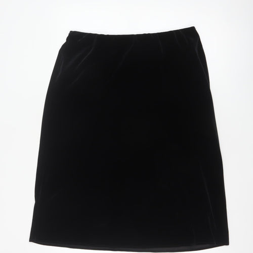 Berkertex Women Black Size 16 Velvet A-Line Knee Length Skirt